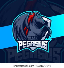 pegasus horse mascot esport logo design