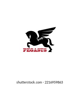 Pegasus horse vector illustration for an icon, symbol or logo. Pegasus horse flat logo