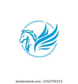 Pegasus horse vector illustration for a symbol or logo icon. Pegasus template logo
