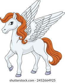 A Pegasus horse with wings cartoon mythological animal from Greek myth illustration