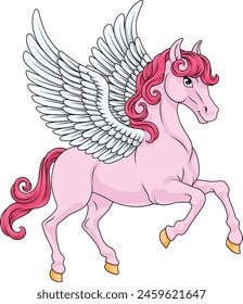 A Pegasus horse with wings cartoon mythological animal from Greek myth illustration