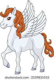 Un caballo de Pegasus con alas de dibujos animados de animales mitológicos de la ilustración del mito griego