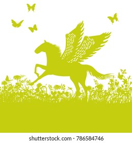 Pegasus or horse with wings and fairytale