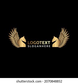 pegasus - horse with wings logo design vector