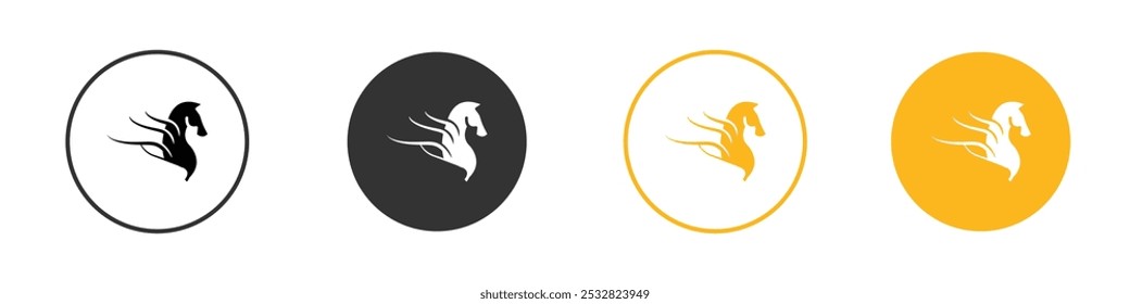 Pegasus icon black and white vector outline sign
