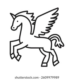 Pegasus icon Line Art Logo set