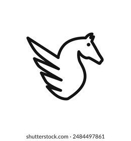 Pegasus icon linear vector graphics sign