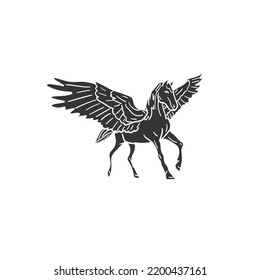 Pegasus Icon Silhouette Illustration. Mythology Vector Graphic Pictogram Symbol Clip Art. Doodle Sketch Black Sign.