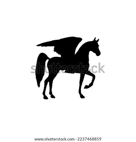 Pegasus icon. Simple style fantasy poster background symbol. Pegasus brand logo design element. Pegasus t-shirt printing. vector for sticker.
