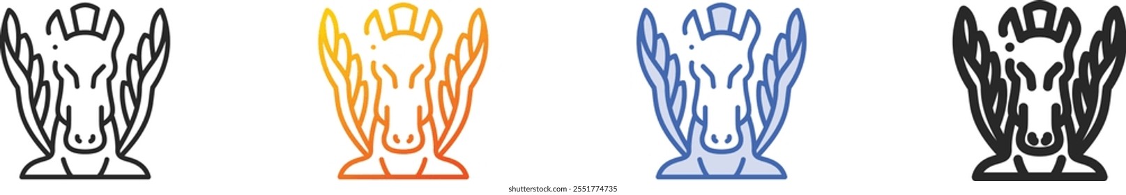 pegasus icon.Thin Linear, Gradient, Blue Stroke and bold Style Design Isolated On White Background