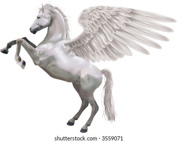 Pegasus.  An illustration of the mythological horse Pegasus rearing up on its hind legs.