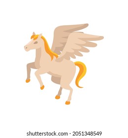 Pegasus isometric icon with beautiful fairy winged horse 3d vector illustration