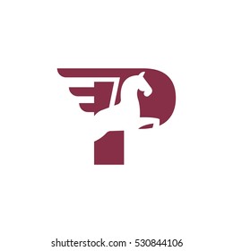 Pegasus Letter P Vector Logo Design Template Element