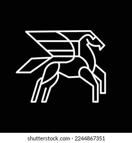 Pegasus line logo symbol design illustration. Clean logo mark design. Illustration for personal or commercial business branding.