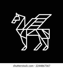 Pegasus line logo symbol design illustration. Clean logo mark design. Illustration for personal or commercial business branding.