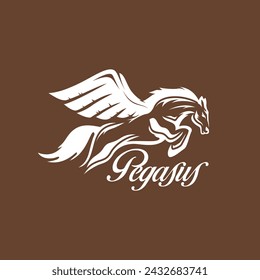 pegasus logo animal design vector