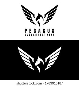 pegasus logo design icon vector