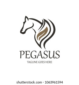 Pegasus logo design template. Nature horse logo design concept. Vector illustration