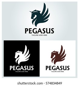 Pegasus logo design template. Vector illustration