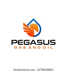 pegasus logo design. Vector illustration of pegasus and oil shape . modern logo design vector icon template