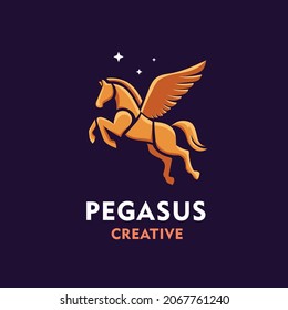 Logo de Pegasus con vector de color dorado