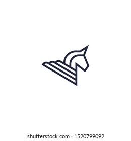Pegasus Logo Icon Design Template. Line, Minimalist, Modern, Wing, Mystic Vector