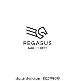 Pegasus Logo Icon Design Template. Line, Minimalist, Modern, Wing, Mystic Vector