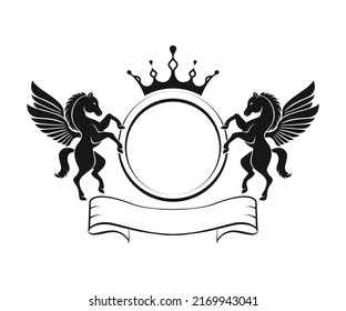 Pegasus Logo. Luxury royal logo template. Horse with Wings Brand Identity