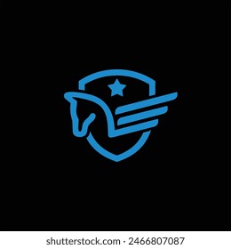Pegasus logo with shield vector