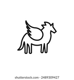 Pegasus logo sign vector outline