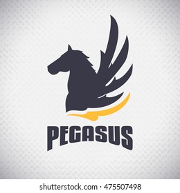 Pegasus logo style Horse head with wing