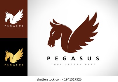 Pegasus logo vector. Animal Mythical creature.