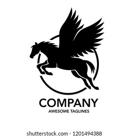 Pegasus logo vector. Stylized winged horse logo vector illustration.