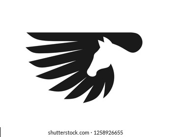 Pegasus logo vector. Stylized winged horse logo vector illustration.
