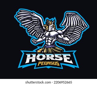 Pegasus man mascot logo design. Vector illustration pegasus man. Logo illustration for mascot or symbol and identity, emblem sports or e-sports gaming team