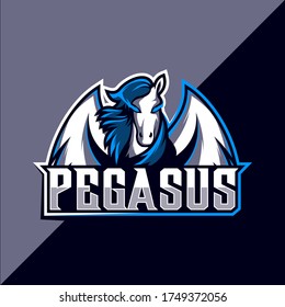 Pegasus mascot esport logo design