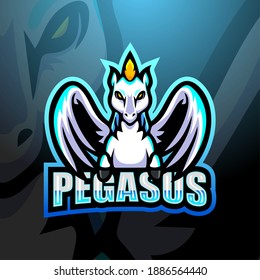 Pegasus mascot esport logo design