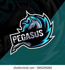 Pegasus mascot logo esport template design