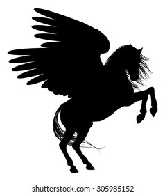 Pegasus mythical winged horse in Silhouette