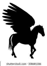 Pegasus mythical winged horse in Silhouette