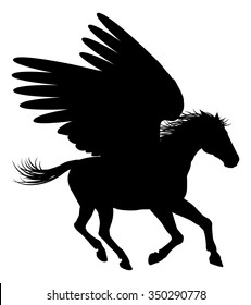 Pegasus mythical winged horse in Silhouette