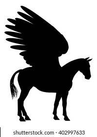 Pegasus mythical winged horse in Silhouette
