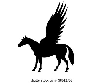 pegasus mythologic wing horse vector silhouette
