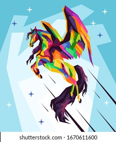 Pegasus Mythology Illustration,drawing,sketch In Style Pop Art Portrait