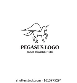 pegasus outline logo vector illustration