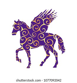 Pegasus pattern silhouette mythology symbol fantasy tale.