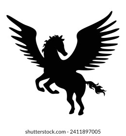 Diseño de silueta pegasus. Signo y símbolo de criatura mitología griega.