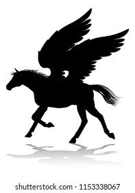 A Pegasus silhouette mythological winged horse graphic