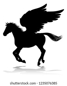 A Pegasus silhouette mythological winged horse graphic