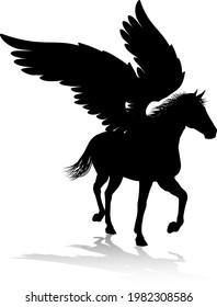 A Pegasus silhouette mythological winged horse graphic